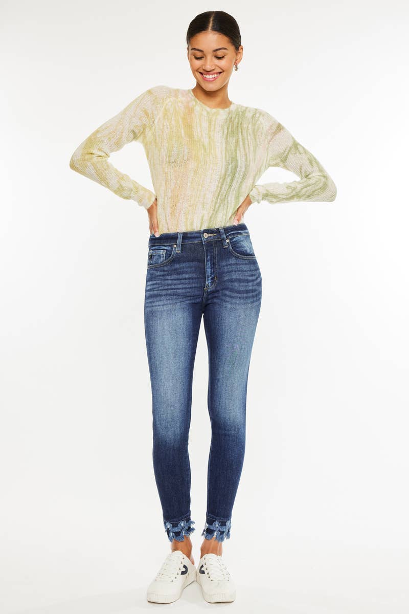 Dark Skinny Frayed Jeans