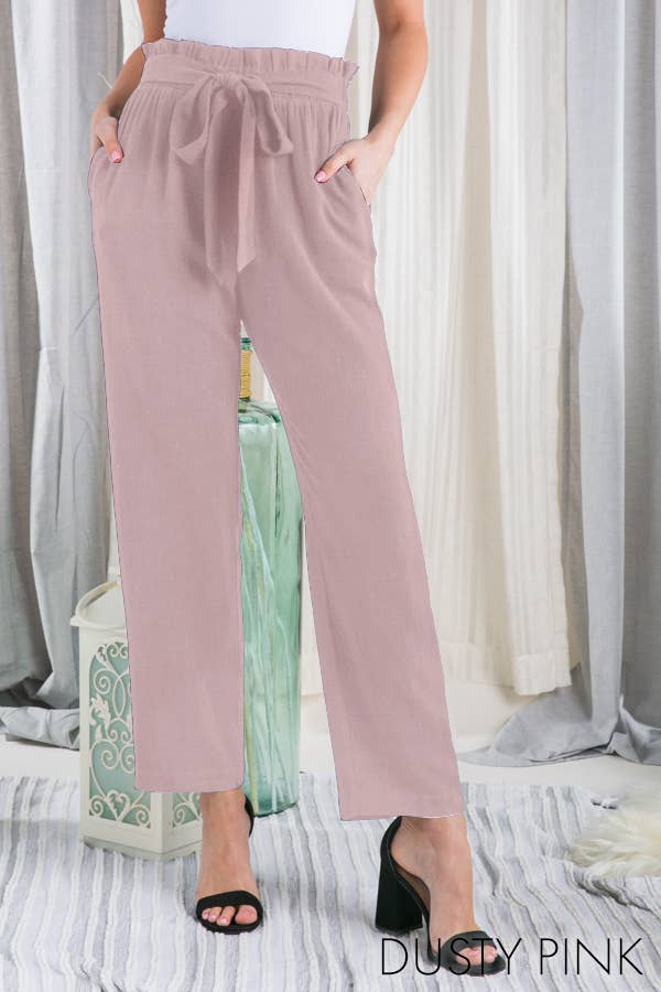 SOLID CASUAL WIDE PANTS WITH WAIST BAND