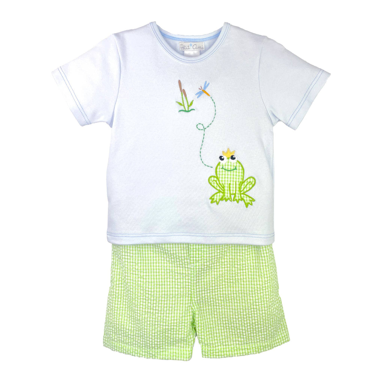 Shirt & Shorts Set with Frog Applique and Embroidery