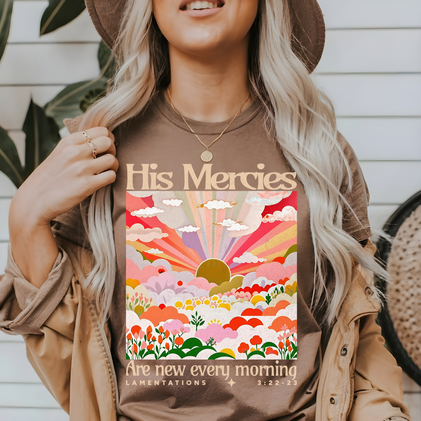 His Mercies Are New Floral Comfort Colors Christian T Shirt