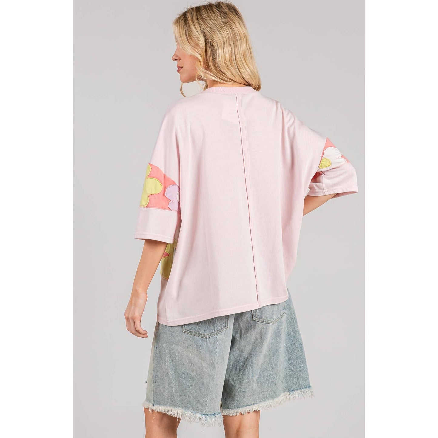 PASTEL FLORAL PATCHWORK OVERSIZED TEE