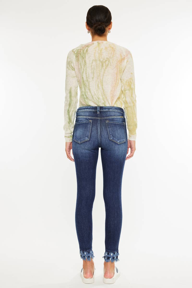 Dark Skinny Frayed Jeans