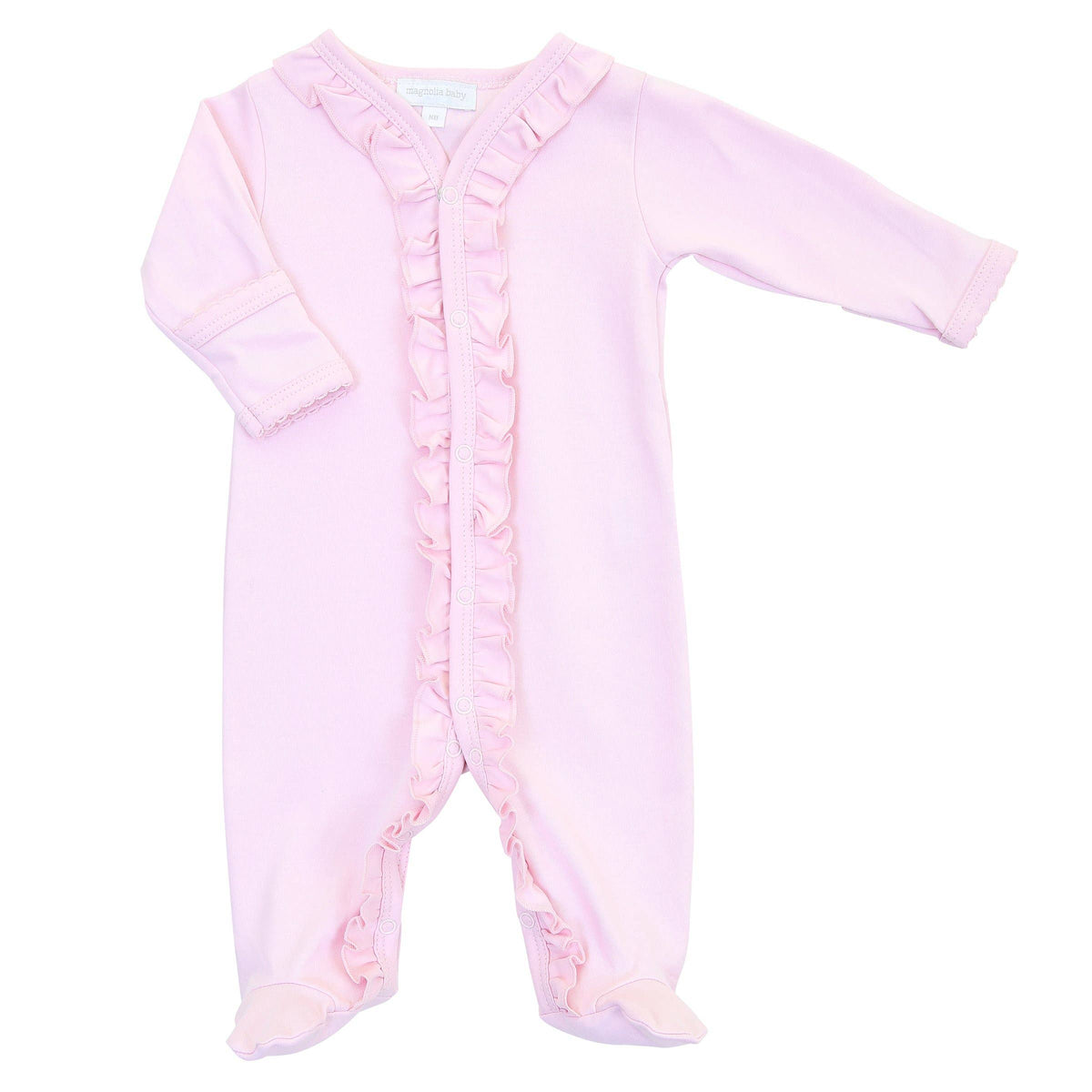 Essentials Solid Pink Ruffle Footie