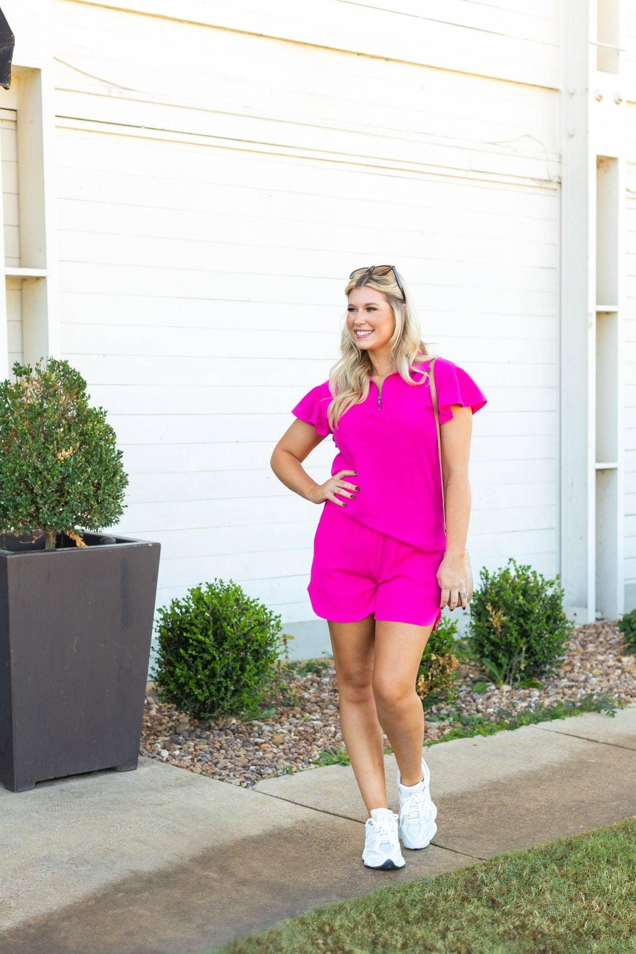 Hot Pink Flutter Sleeve Set