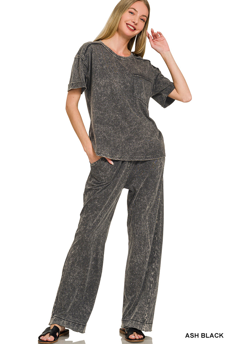 Acid Wash Pants Set