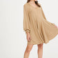 Drawstring Cuff Knit Babydoll Dress LD0804