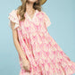 Pink Design Flutter Sleeve Top