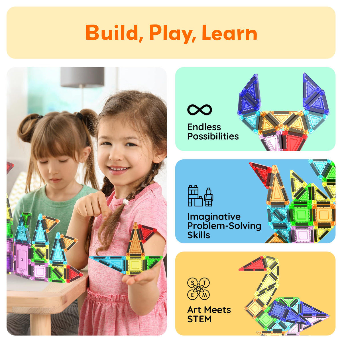 100pc Nano Magnetic Building Tiles Construction Travel Set