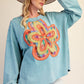 Floral Patchwork Washed Terry Pullover