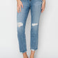 High Rise Distressed Ankle Straight Jeans