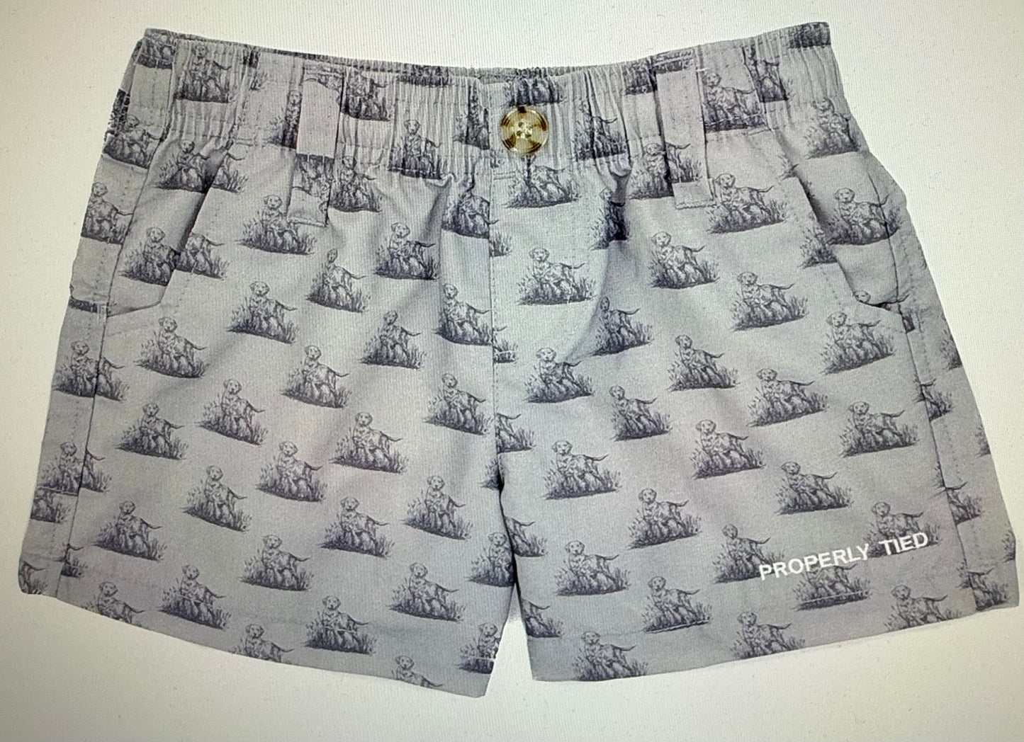 Boys Gray Hunting Dog Shorts