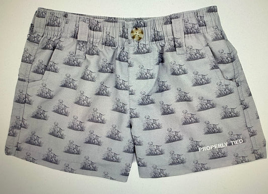 Boys Gray Hunting Dog Shorts