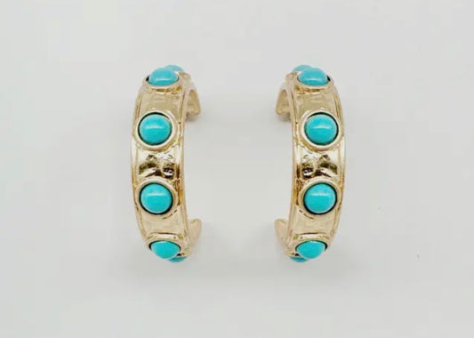 Turquoise Round Hoops