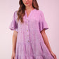 ND31579-Mineral Washed Baby Bell Sleeve Woven Mini Dress