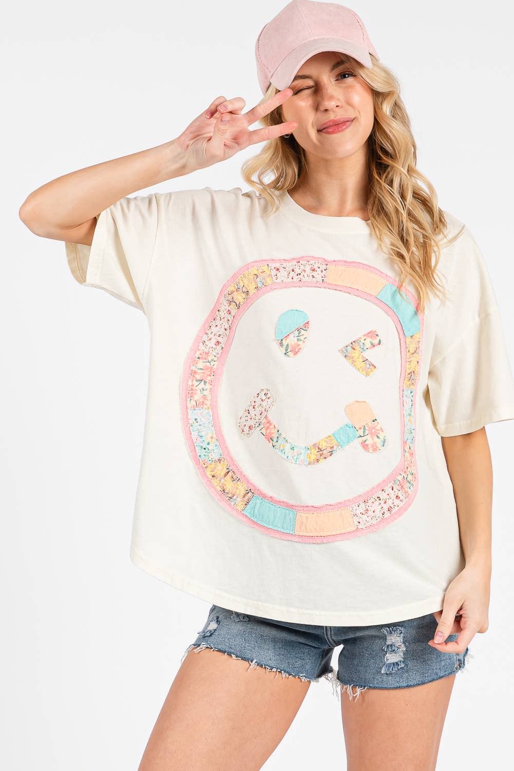 BOHO PATCHWORK SMILEY TEE