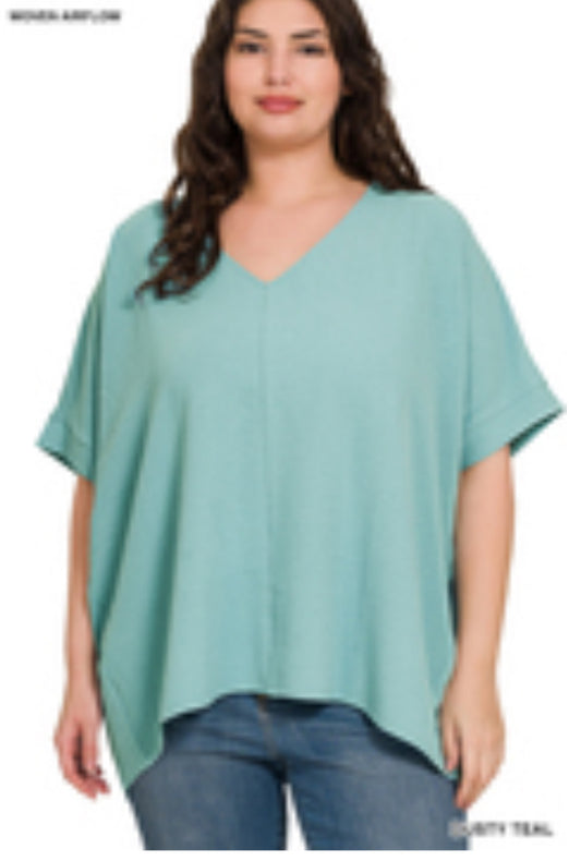 Solid Oversize Woven Top
