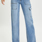 High Rise Cargo Pocket Wide Leg Jean
