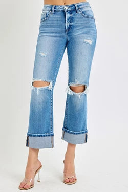 Tummy Control Cuffed Jeans
