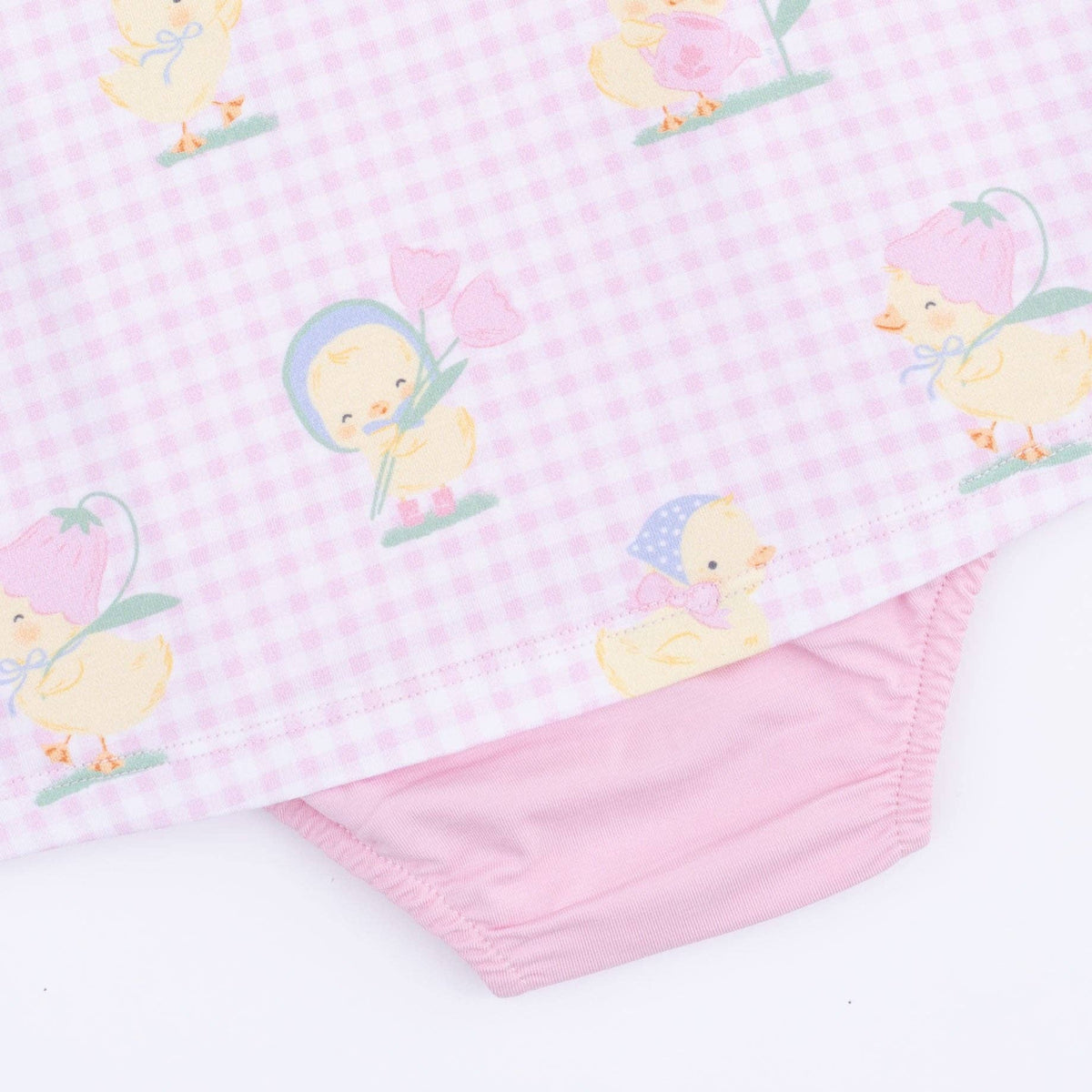 Vintage Spring Ducklings Pink - A-Line Bodysuit Dress