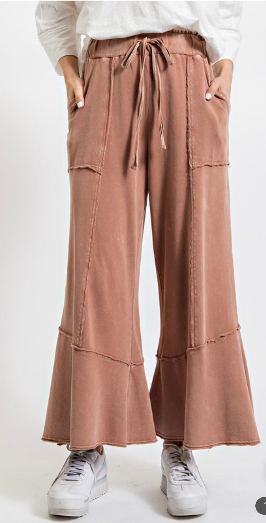 Cappuccino Knit Pull on Wide Leg Pants