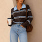 Striped Collared Knit Cardigan