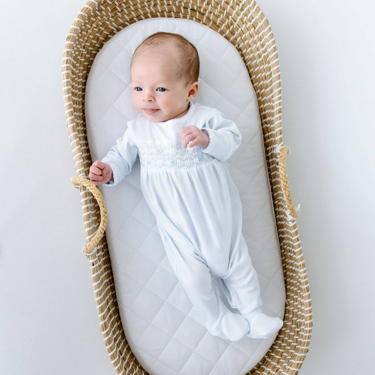 Jacob Smocked Footie - Light Blue