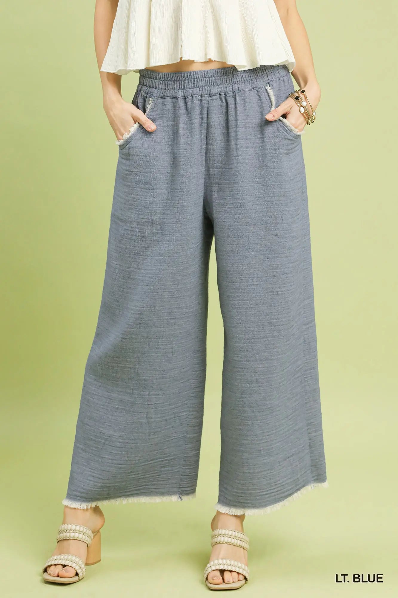 Frayed Hem Wide Leg Pants