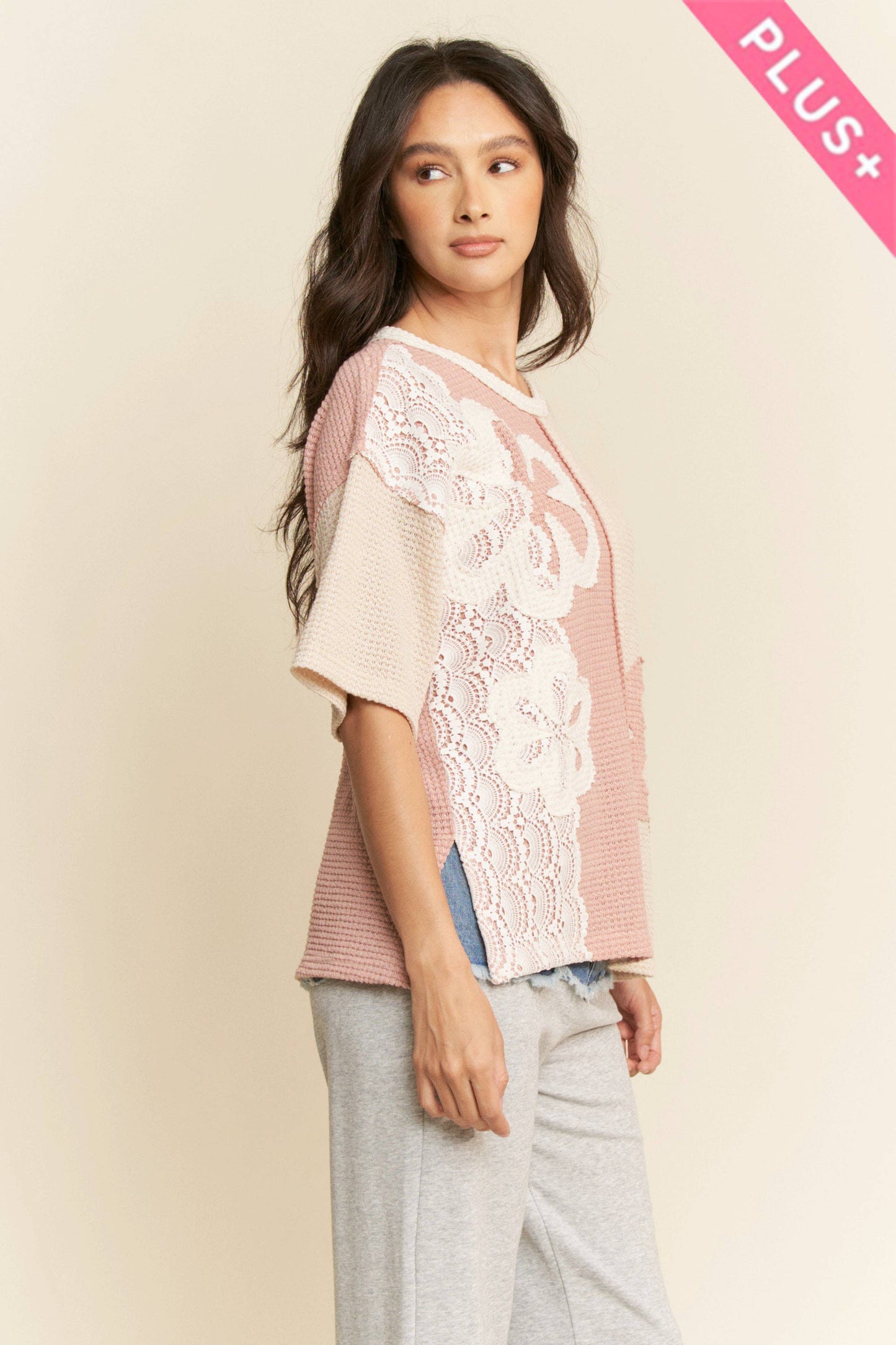 PLUS CASUAL PULLOVER SHORT SLEEVE KNIT TOP