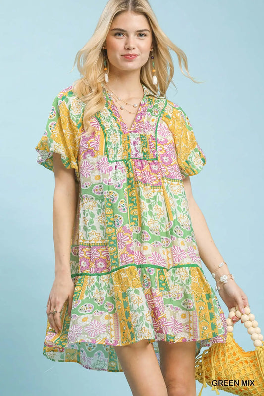 Green Patchwork Dress