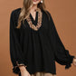 Black Leopard Trim Top