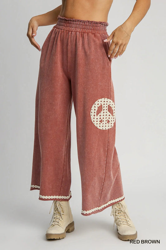 Wide Leg Acid Wash Pants
