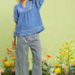 Textured Contrast Trim Top