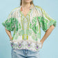 Green Design Puff Sleeve Top