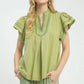 Embroidered Flutter Sleeve Top
