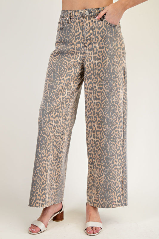 Camel Leopard Print Jeans