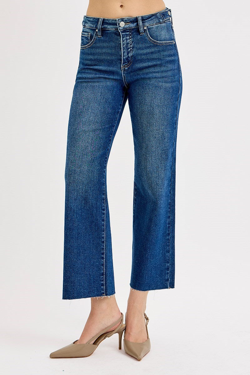 Tummy Control Crop Wide Adjustable Waist Band Jeans