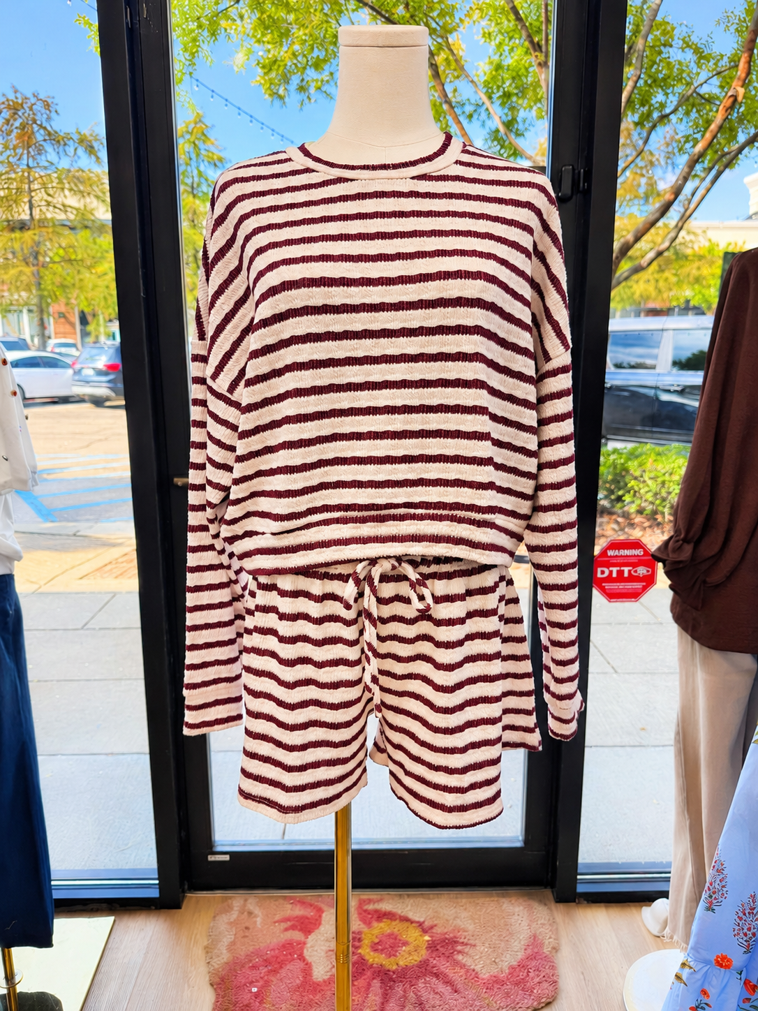 Cozy Stripe Lounge Short  Set