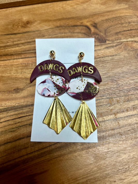 Dawgs With Gold Leaf Earrings