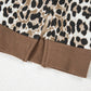 Khaki Leopard Contrast Trim Short Sleeve Loose Plus Size Top