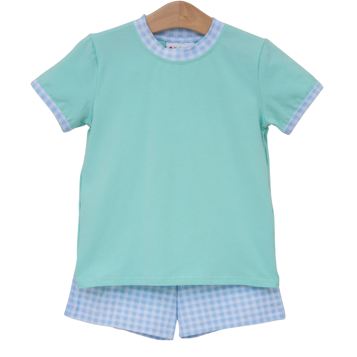 Avery Short Set- Mint w/ Light Blue Gingham