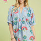 Blue Abstract Print Top