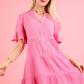 ND31579-Mineral Washed Baby Bell Sleeve Woven Mini Dress