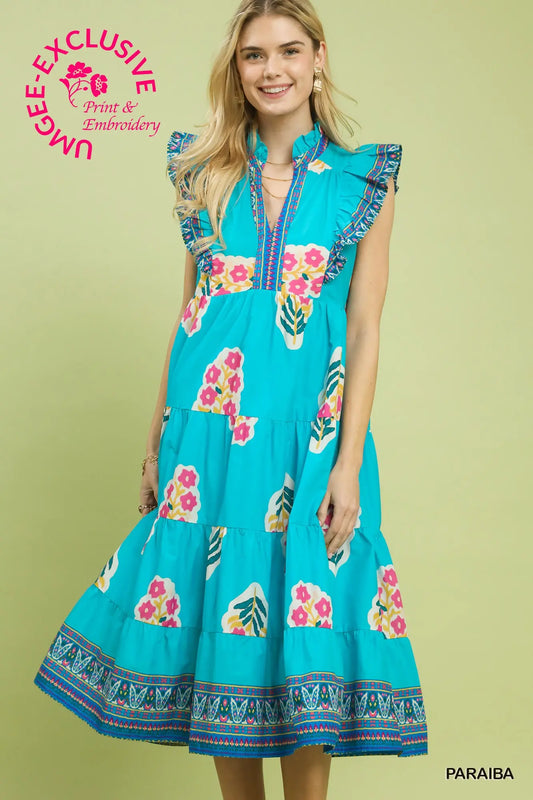 Turquoise Floral Dress