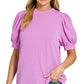 Ribbed Puff Sleeve Top