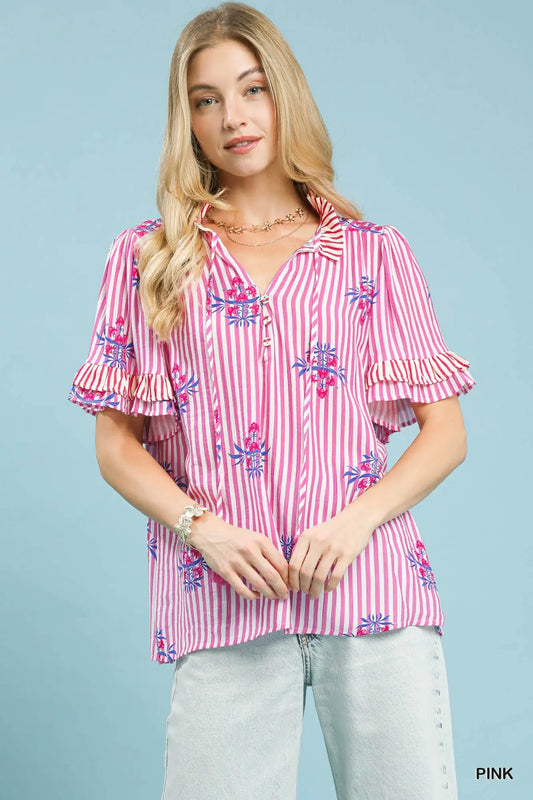 Striped Floral Top