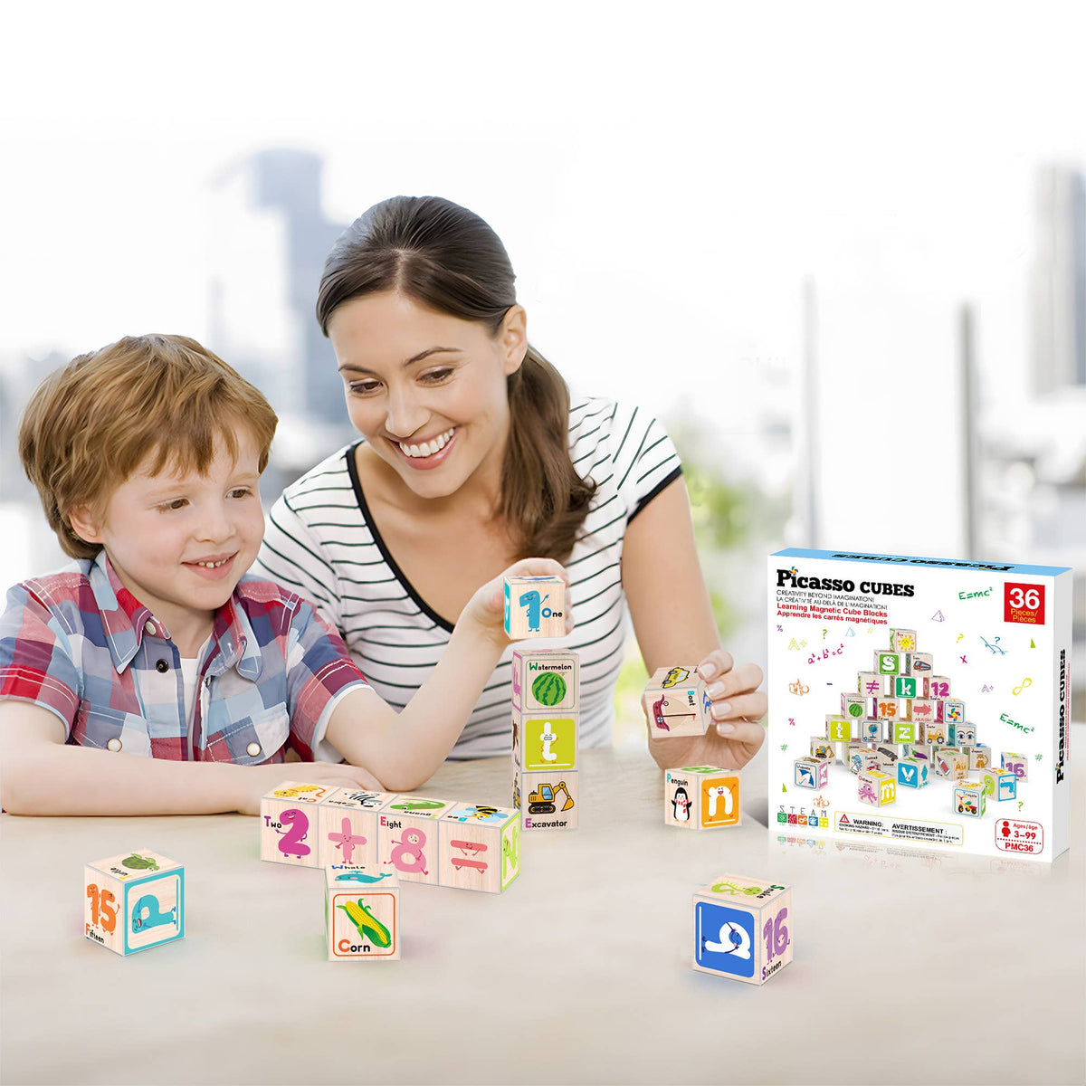 PicassoTiles 36pc 1" Magnetic Cubes Set