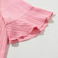 Peach Blossom Ruffled Half Sleeve V Neck Textured Plus Top