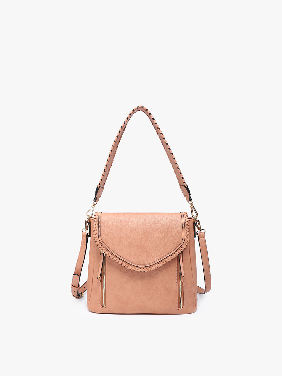 Lorelei Double Zip Whipstitch Trim Crossbody