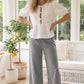 Gingham Casual Ruffled Hem 100%Cotton Cropped Pants