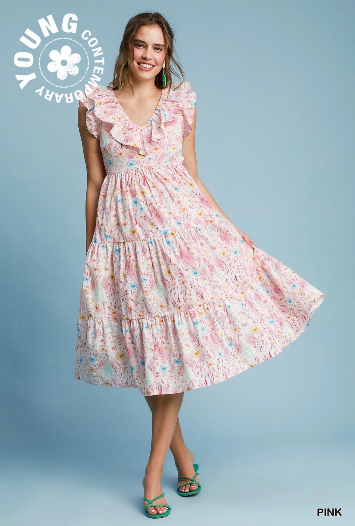 Pink Design Midi Dress